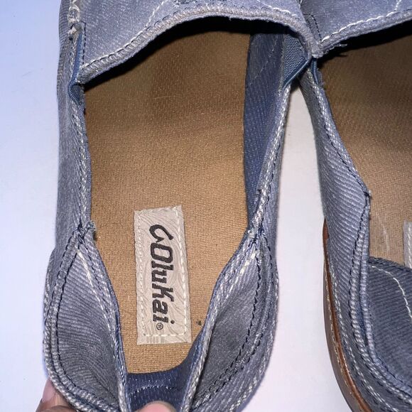 OLUKAI Puhalu Canvas Vintage Indigo Tan Size 10.5 - Picture 7 of 7